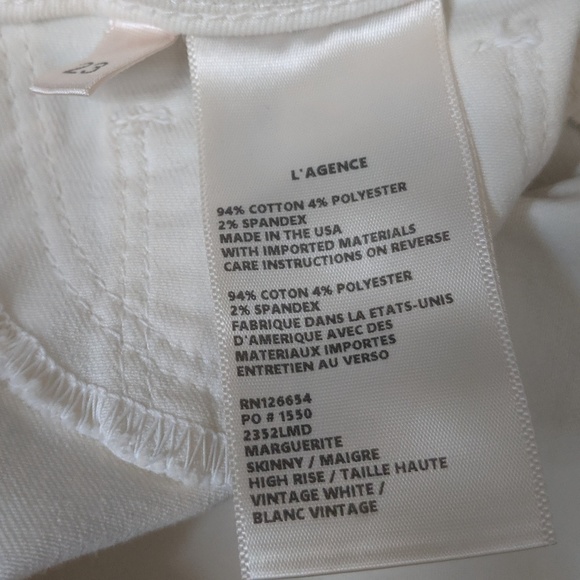 L'AGENCE Marguerite Skinny High Rise White Jeans - Picture 7 of 8